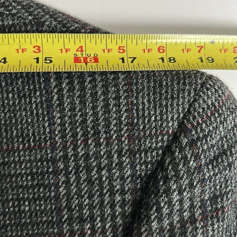 Vintage Hickey Freeman Wool Sport Coat Gray Houndstooth Glen Check size 48 L